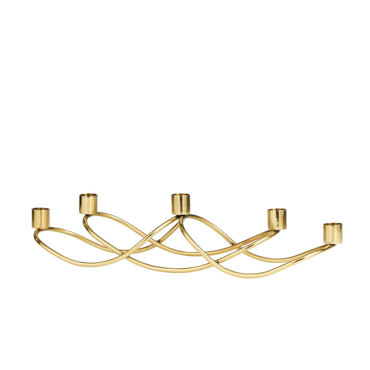 18" Gold Stainless Steel 5 Taper Candle Candelabra